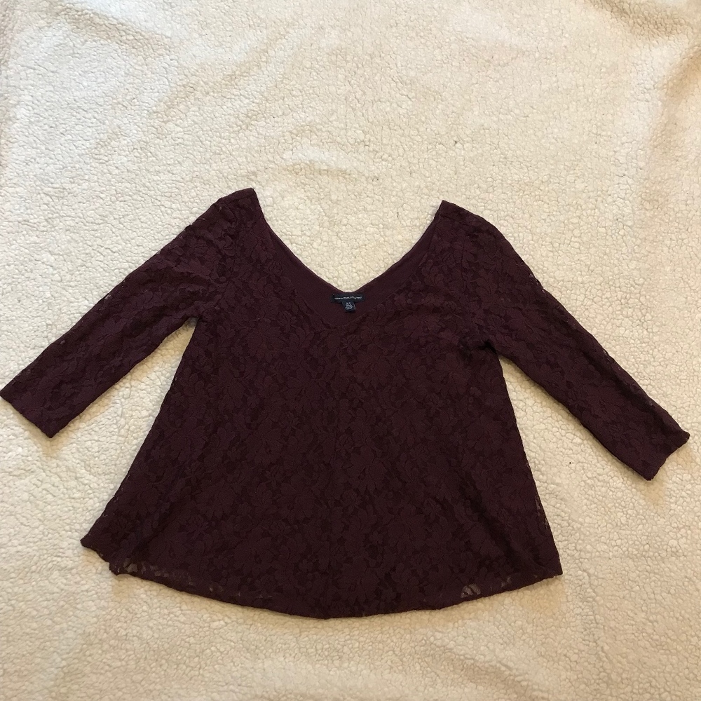 American Eagle Lace Maroon Blouse